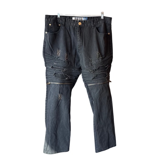 Demolition Other - Demolition Premium Black Distressed Moto Biker Jeans Men's Size 38x32